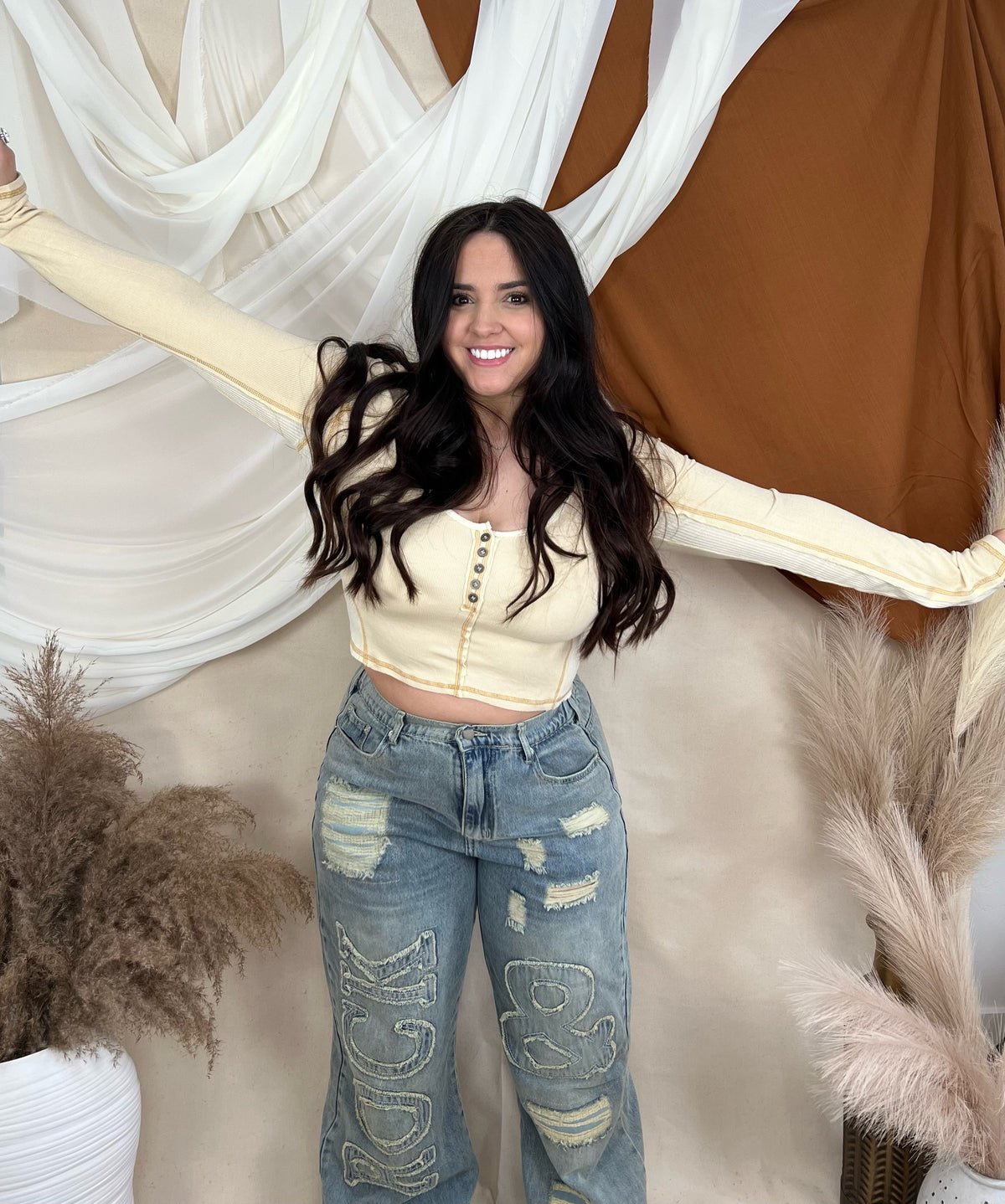 Waffle Love Scoop Neck Crop