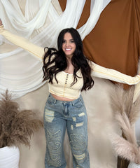 Waffle Love Scoop Neck Crop
