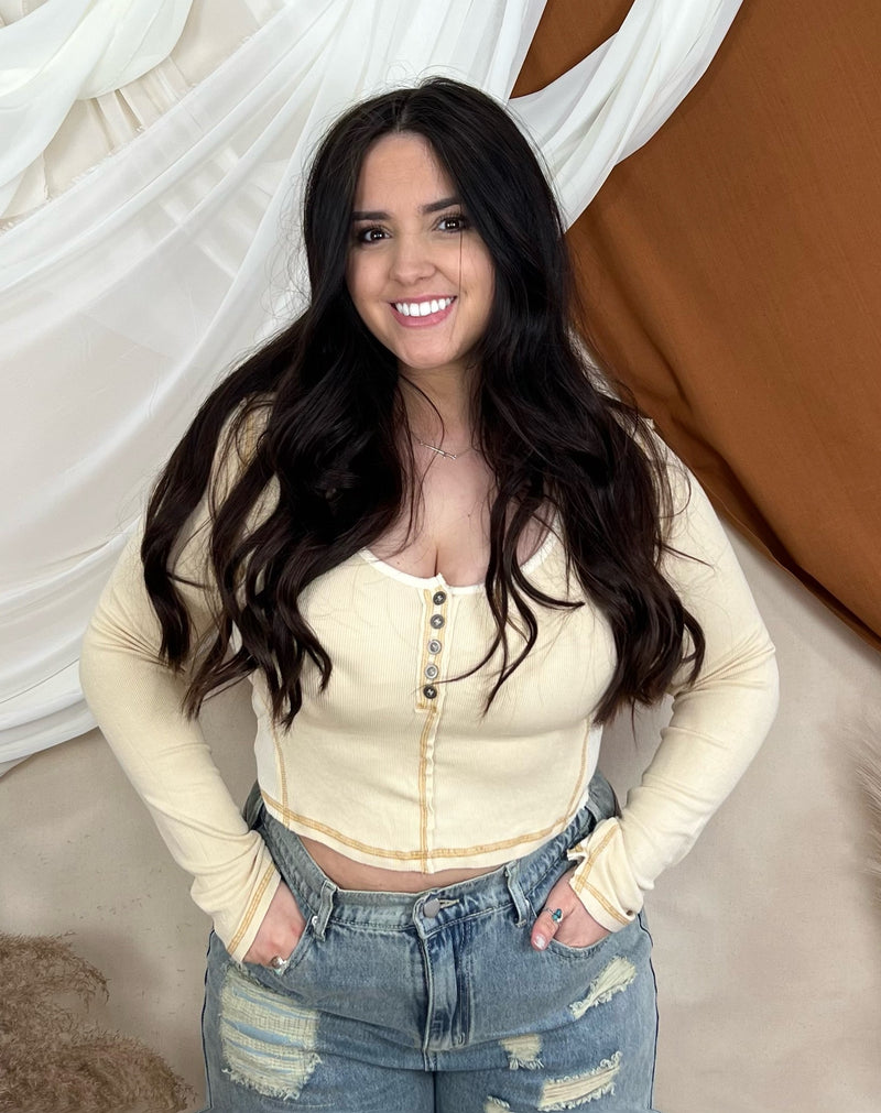 Waffle Love Scoop Neck Crop