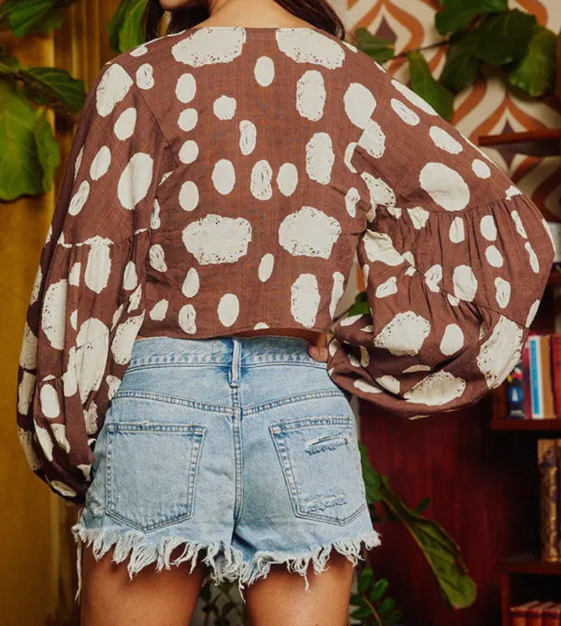 Dotted Front Tie Top